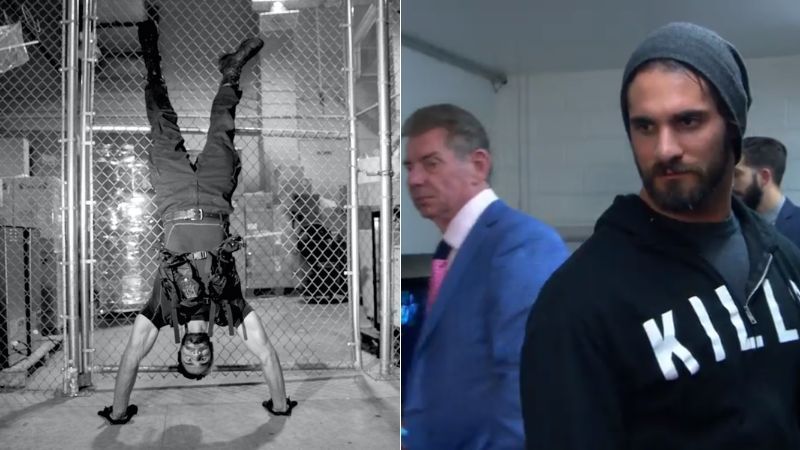 Seth Rollins (left); Vince McMahon and Seth Rollins (right)