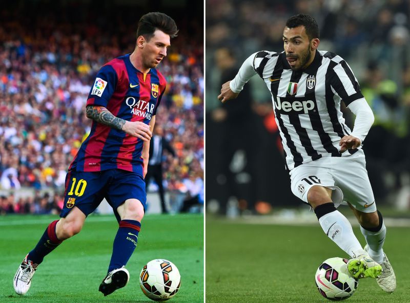 Carlos Tevez (right) and Lionel Messi (left)