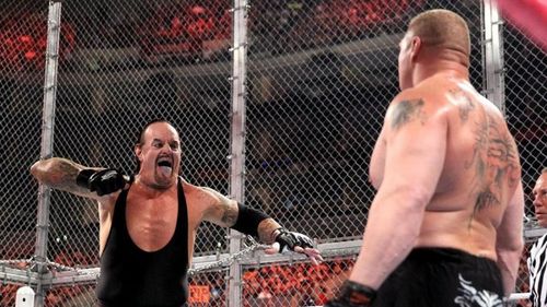 The Undertaker and Brock Lesnar at Hell in a Cell