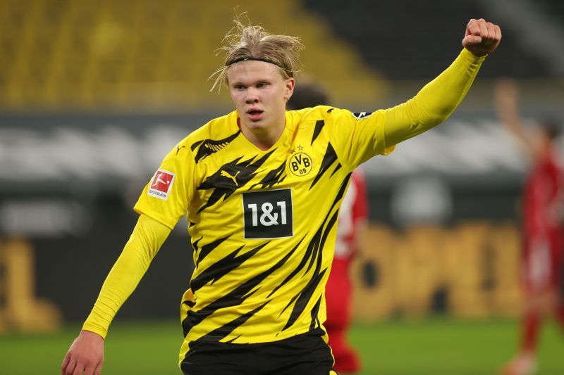 Erling Haaland celebrates a goal