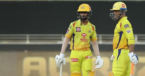 Ruturaj Gaikwad (L) and MS Dhoni (R) in action during IPL 2020 (Credits: IPLT20.com)