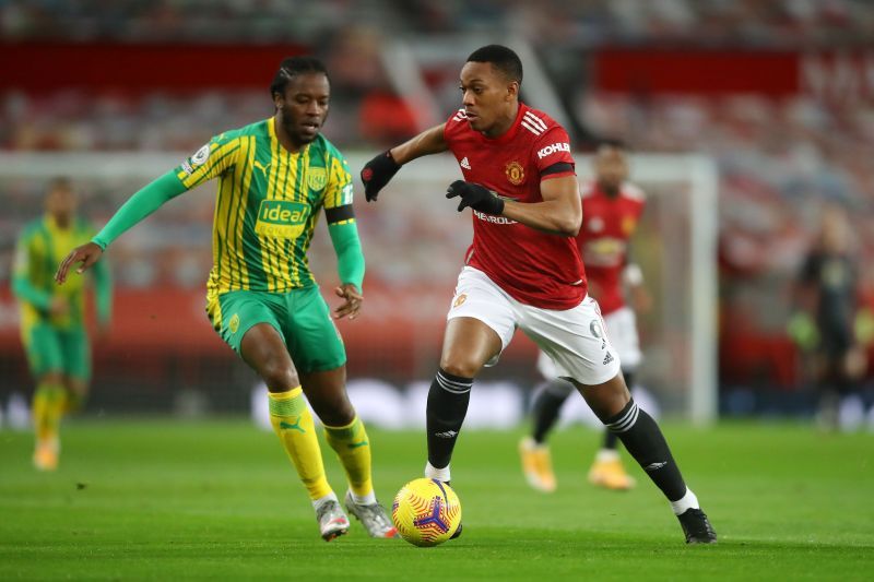 Martial in action against West Brom