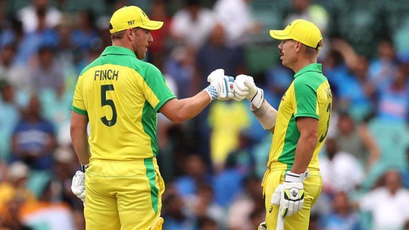Aaron Finch and David Warner. Pic: ICC/Twitter