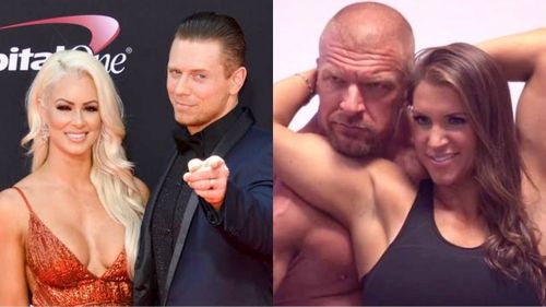 The Miz & Maryse (left) and Triple H & Stephanie McMahon (right)