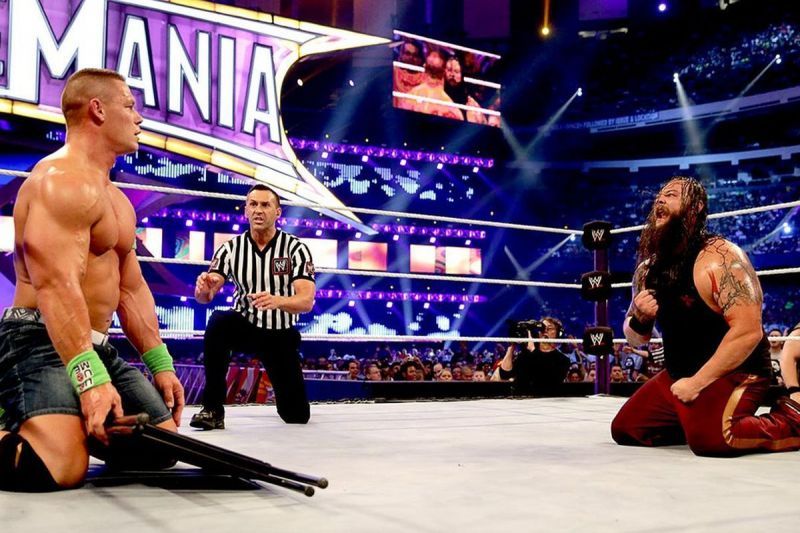 John Cena and Bray Wyatt at WrestleMania XXX
