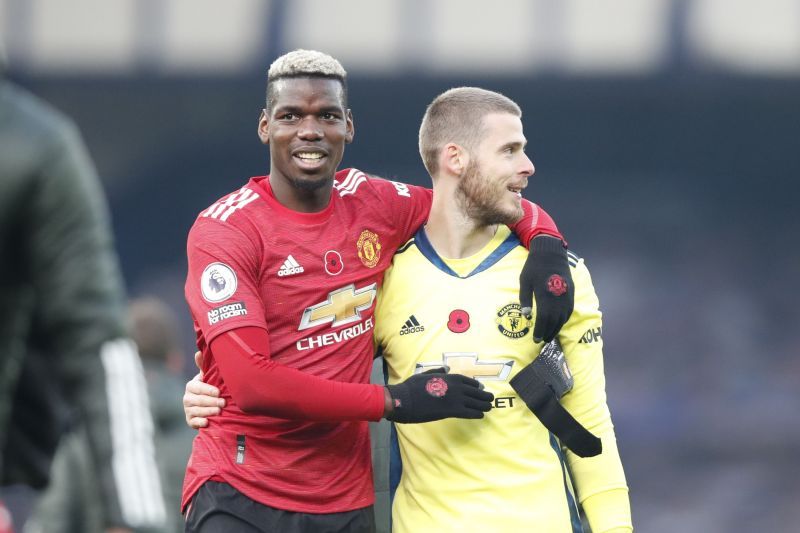 Paul Pogba and David de Gea of Manchester United