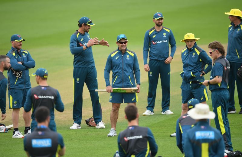 Justin Langer during a nets session in England earlier this year