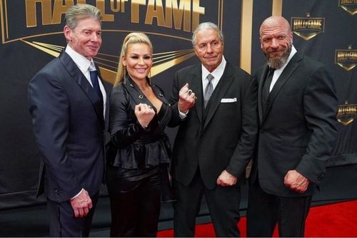 Vince McMahon, Natalya, Bret Hart and Triple H