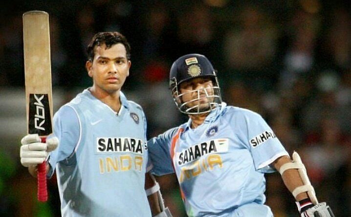 A young Rohit Sharma with Sachin Tendulkar