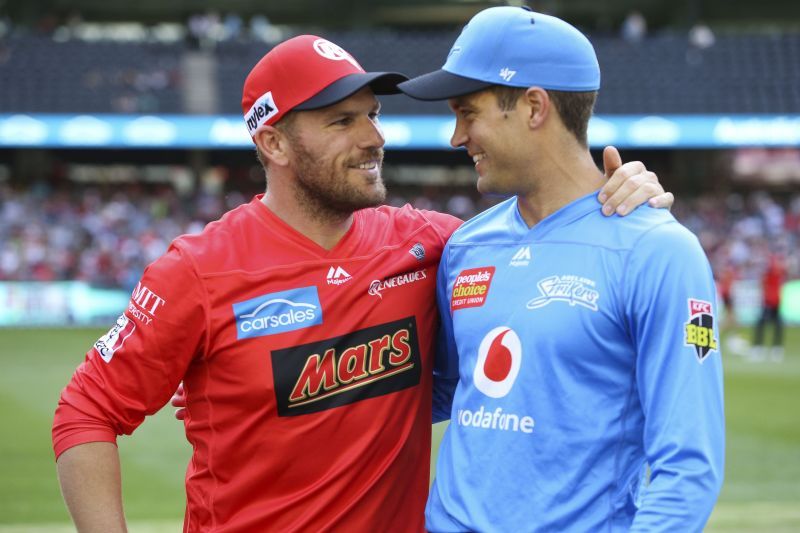 Alex Carey (R) has led the Adelaide Strikers in the past