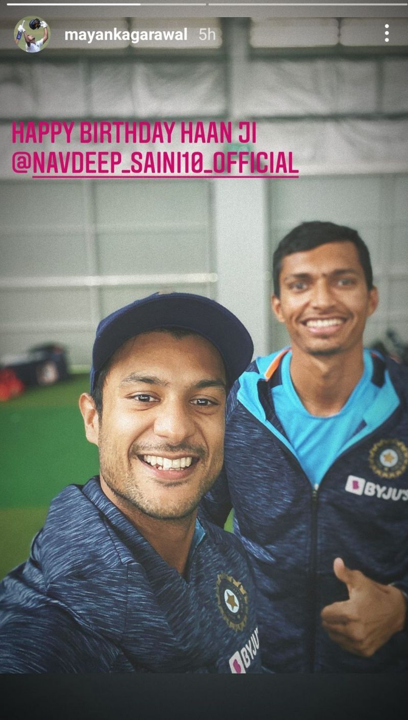 Mayank Agarwal's Instagram story