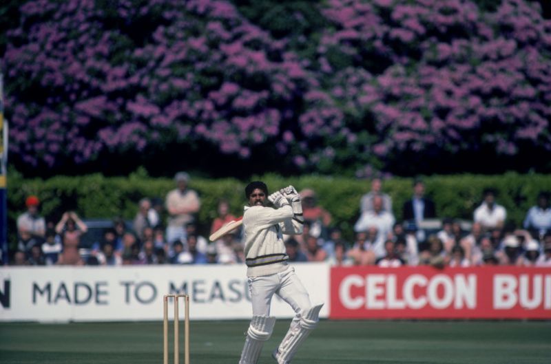 Kapil Dev batting against New Zealand in the 1983 World Cup