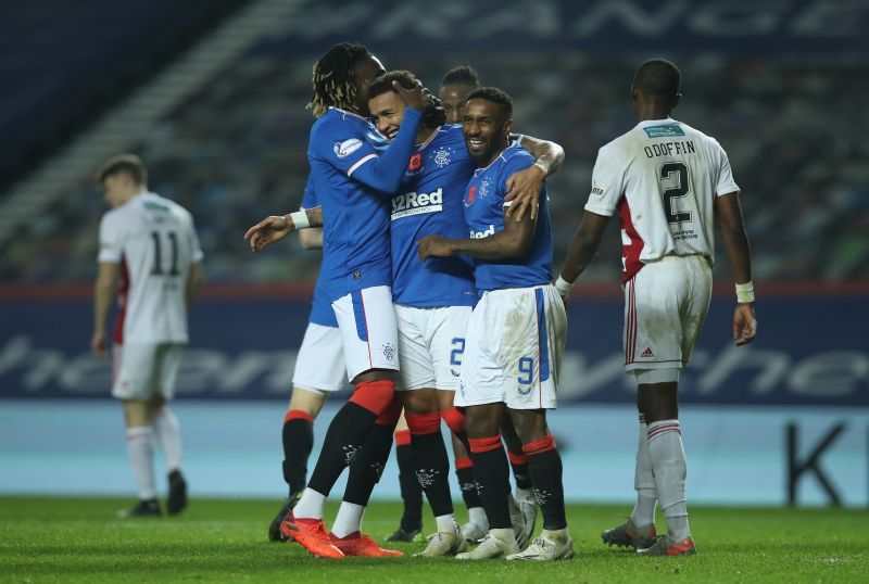 Rangers beat Hamilton Academical 8-0 in their last league game before the international break