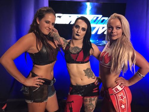 Liv Morgan with Ruby Riott and Sarah Logan