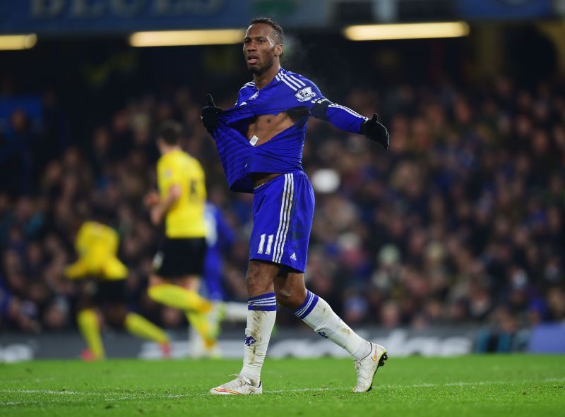 Didier Drogba playing for Chelsea