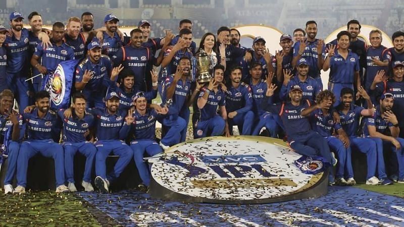 Mumbai Indians celebrate after winning the 2019 IPL