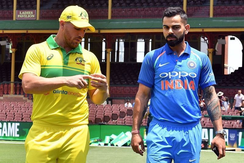 Virat Kohli and Aaron Finch during the 2018/19 ODI series