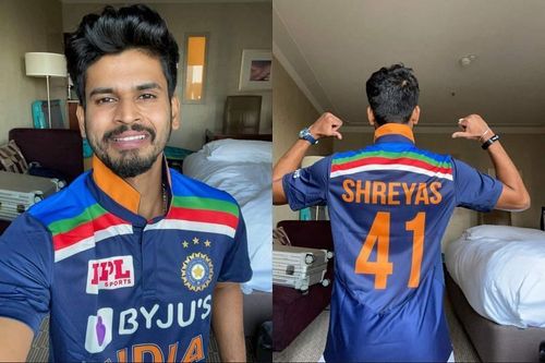 Shreyas Iyer flaunts India's new jersey that sports 3 stars.