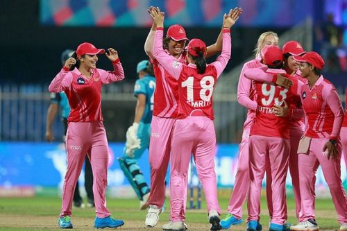 Trailblazers celebrate their maiden Women's T20 Challenge. Image Credits — IPL