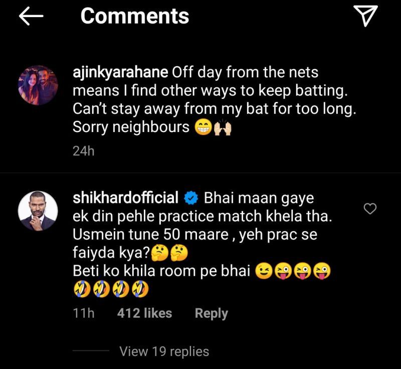 Shikhar Dhawan&#039;s comment on Ajinkya Rahane&#039;s recent video