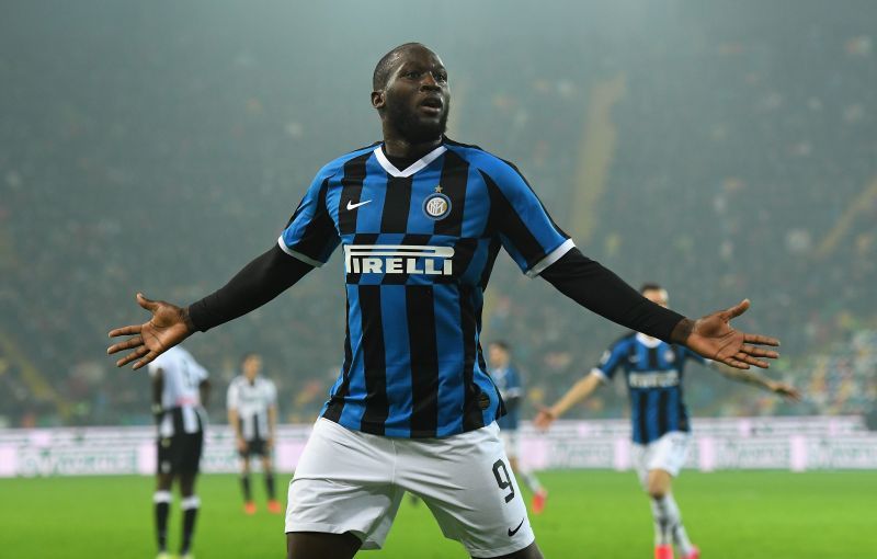 Romelu Lukaku celebrates a goal for Inter Milan