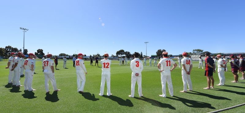 The barefoot circle from the Sheffield Shield game between Southern Australia and Queensland.