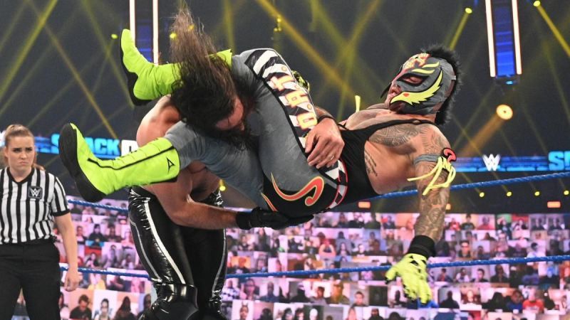 Rey Mysterio defeated Seth Rollins in a grudge match on SmackDown.