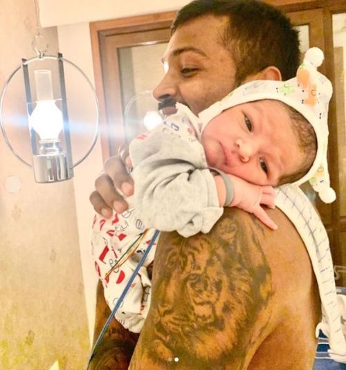 Hardik Pandya with son Agastya. Pic: Hardik Pandya/ Instagram