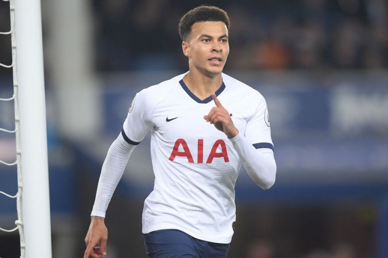 Dele Alli exults after scoring in the Premier League.