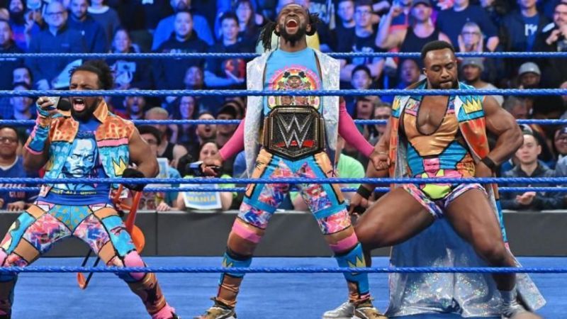 Big E having fun with Xavier Woods and Kofi Kingston in the New Day