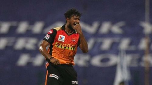 T Natarajan in IPL 2020. Photo source: DNA India