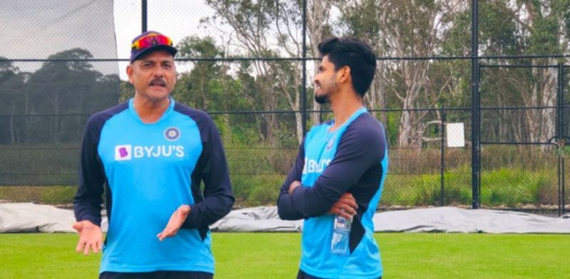 Ravi Shastri with Shreyas Iyer. Pic: Ravi Shastri/ Twitter