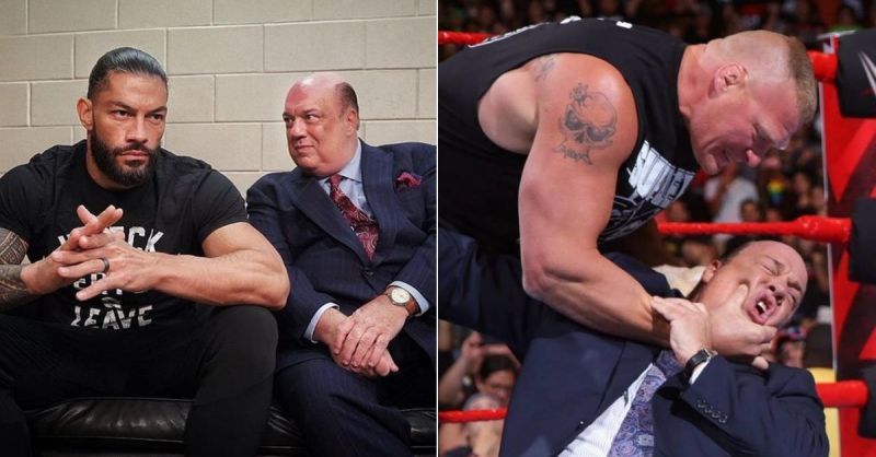 Roman Reigns and Paul Heyman; Brock Lesnar and Paul Heyman