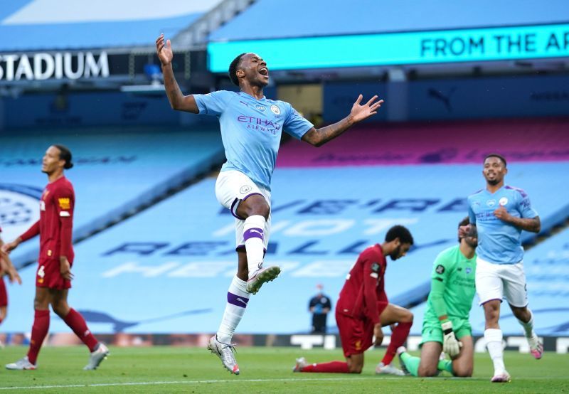 Manchester City's Raheem Sterling will aim to score against Liverpool once again.