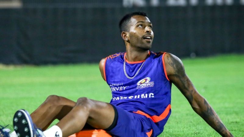 Hardik Pandya during a training session of IPL 2020