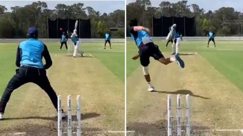 KL Rahul in action during the open nets session