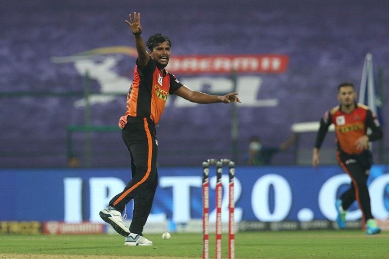T Natarajan of Sunrisers Hyderabad celebrates a wicket (Image Credit: IPL)