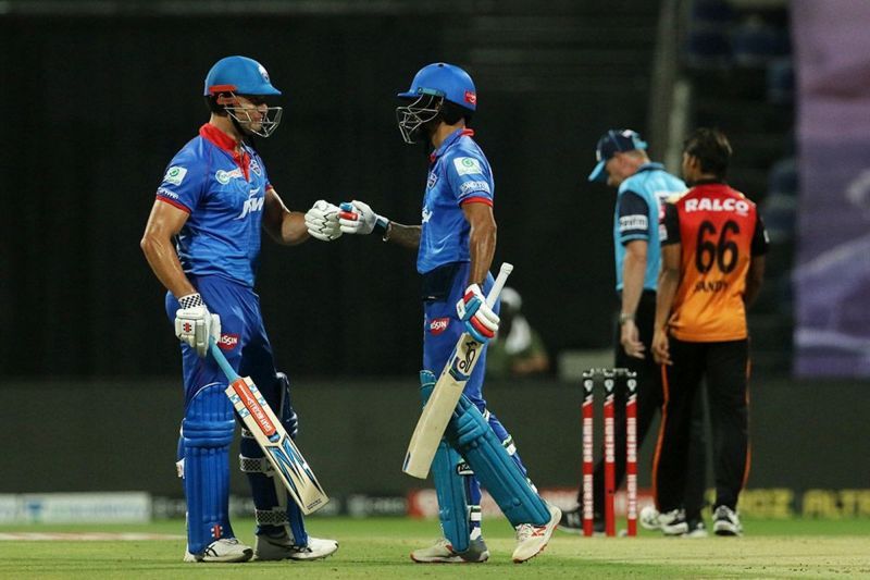 Marcus Stoinis and Shikhar Dhawan have provided the Delhi Capitals with a solid start in IPL 2020 Qualifier 2 (Image Credits: IPLT20.com)