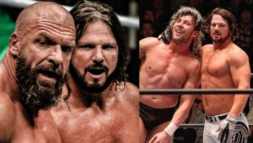 WWE veteran Triple H and AJ Styles; AJ Styles with No. 1 Contender for AEW Championship Kenny Omega