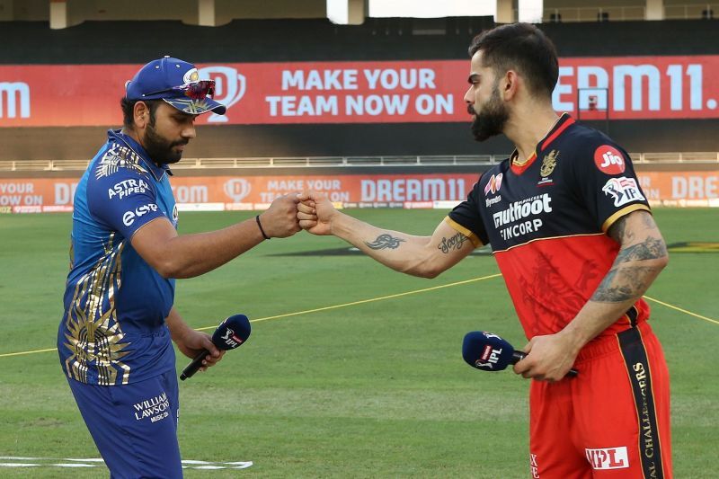 Virat Kohli (R) will play the IPL 2020 Eliminator while Rohit Sharma (L) will feature in Qualifier 1 (Credits: IPLT20.com)