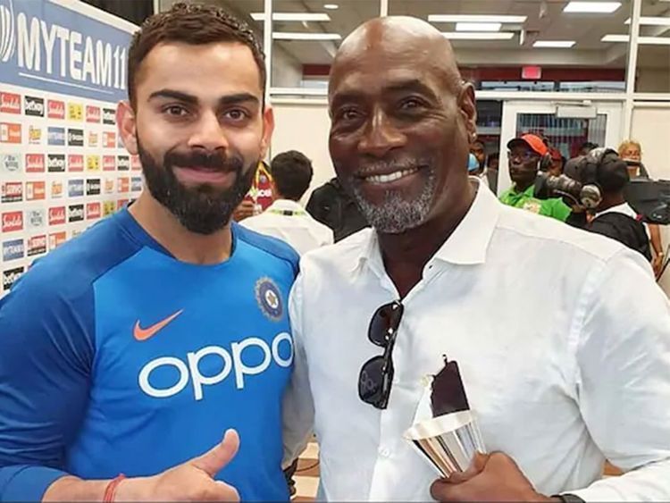 Virat Kohli (L) has 177 fifty-plus scores in international cricket as compared to Sir Viv Richards' (R) 125