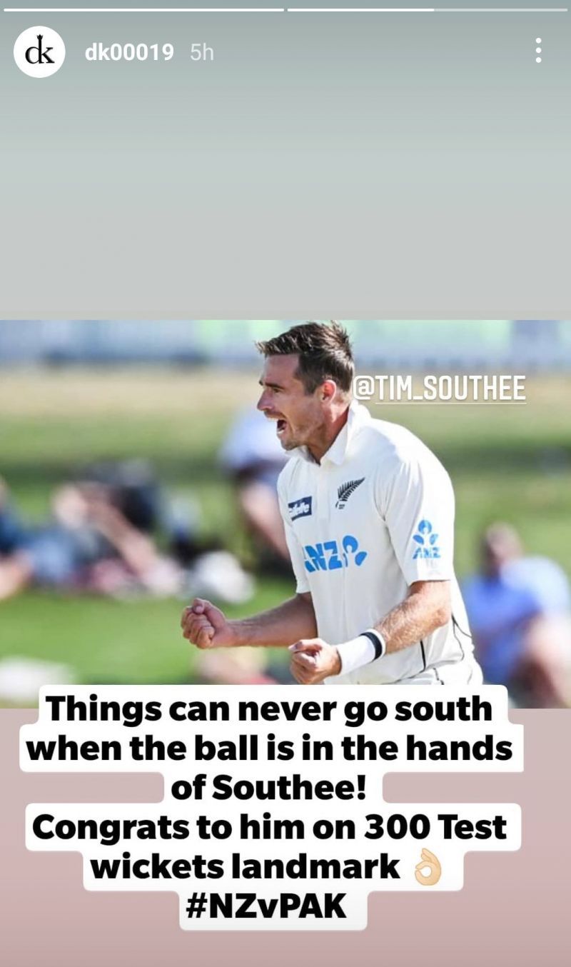 Dinesh Karthik&#039;s Instagram story