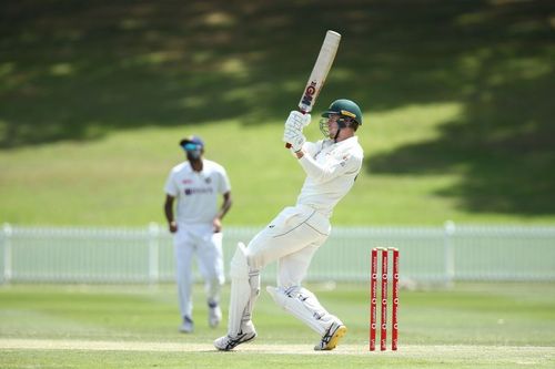 Cameron Green pulls one away during the warm-up game against India A.