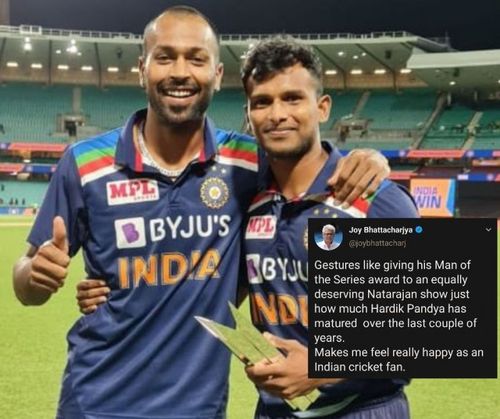 Joy Bhattacharya also lauded Hardik Pandya's gesture