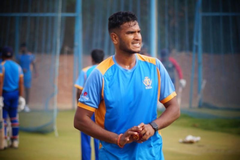 Vyshak Vijaykumar during a practice session