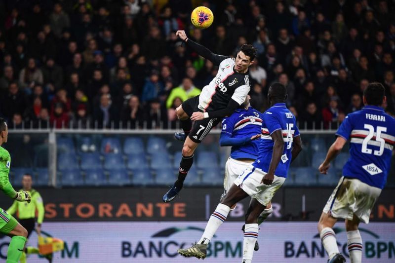 Cristiano Ronaldo leaps above everyone to score a stunning header