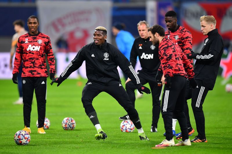 Paul Pogba of Manchester United warms up