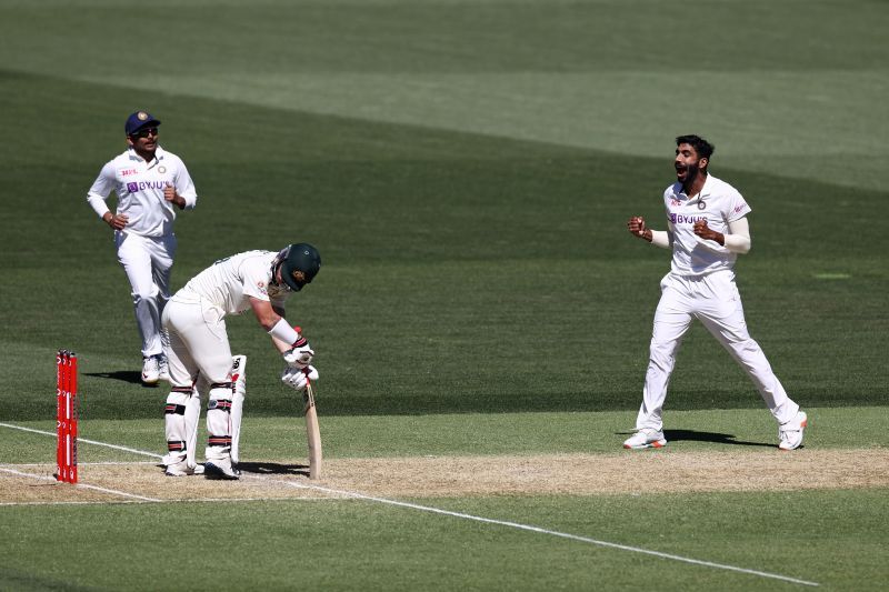 Jasprit Bumrah dismisses Matthew Wade leg before.