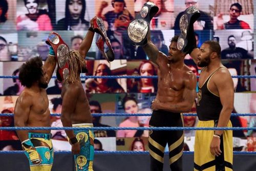 Xavier Woods, Kofi Kingston, Montez Ford, and Angelo Dawkins