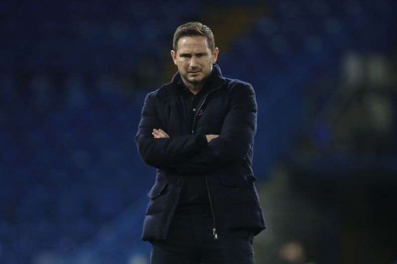 Chelsea boss Frank Lampard looks on